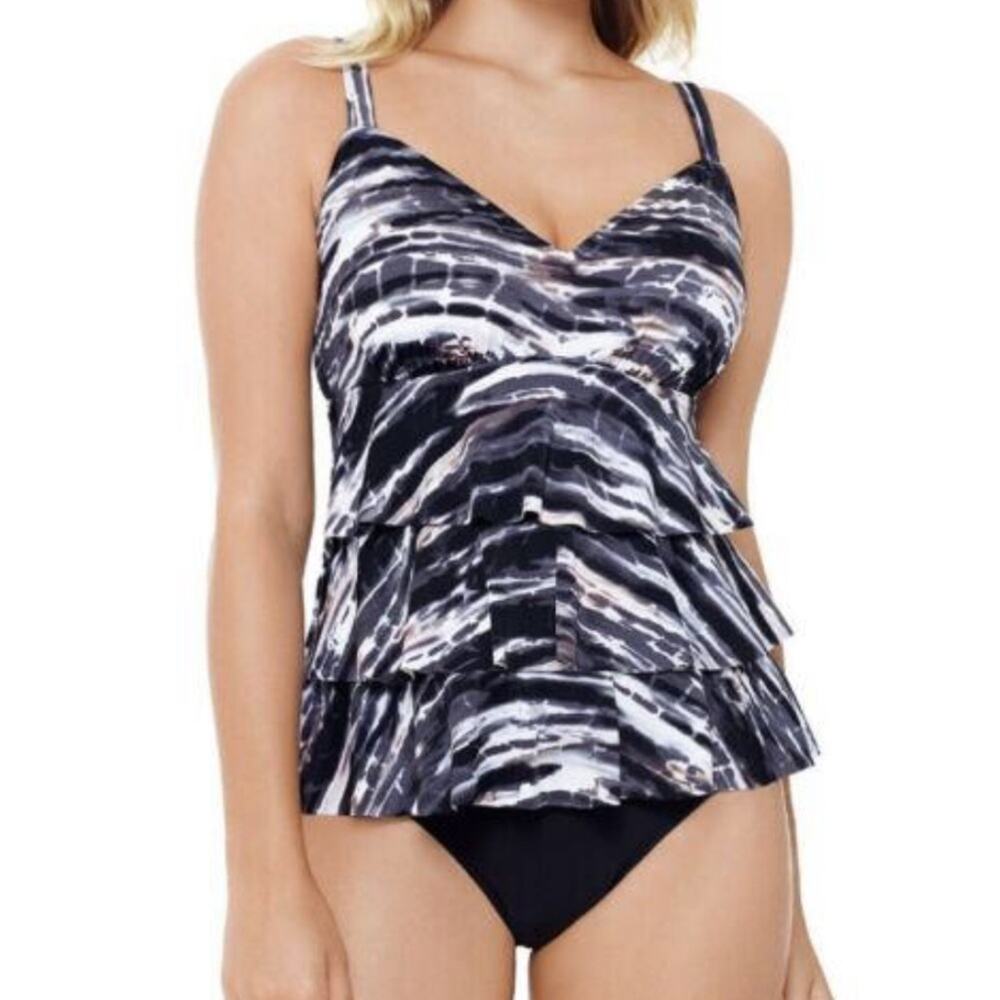 Swim Solutions Triple Tiered One-Piece Swimsuit - Picture 1 of 10
